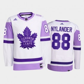 William Nylander #88 Toronto Maple Leafs 2021 HockeyFightsCancer White Primegreen Jersey