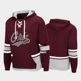 Men Montana Grizzlies Lace-up Pullover Maroon Hoodie College Hockey 3.0