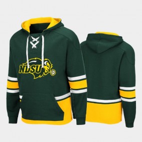 Men NDSU Bison Lace-up Pullover Green Hoodie College Hockey 3.0