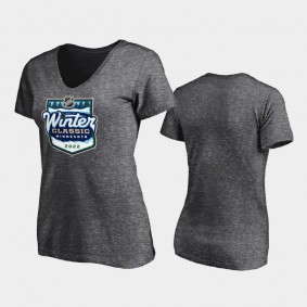 Women NHL 2022 Winter Classic V-Neck Charcoal T-Shirt
