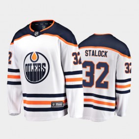 Edmonton Oilers #32 Alex Stalock Away White 2021 Player Jersey