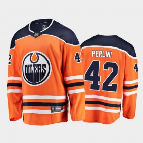 Edmonton Oilers #42 Brendan Perlini Home Orange 2021-22 Player Jersey