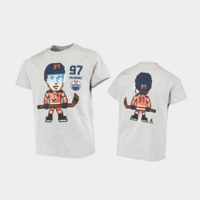 Oilers Connor McDavid #97 Pixel Player Gray T-Shirt