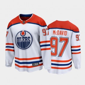 Men's Edmonton Oilers Connor McDavid #97 Reverse Retro White 2020-21 Breakaway Player Jersey
