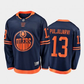 Men's Edmonton Oilers Jesse Puljujarvi #13 Alternate Navy 2020-21 Breakaway Player Jersey