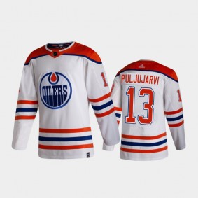 Men's Edmonton Oilers Jesse Puljujarvi #13 Reverse Retro 2020-21 White Special Edition Authentic Jersey