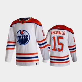 Men's Edmonton Oilers Josh Archibald #15 Reverse Retro 2020-21 White Authentic Jersey