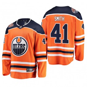 Edmonton Oilers Mike Smith #41 Home Breakaway Player Orange Jersey