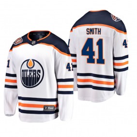 Edmonton Oilers Mike Smith #41 Away Breakaway Player White Jersey