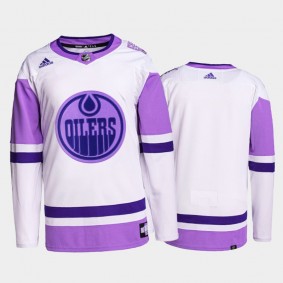 HockeyFightsCancer Jersey Edmonton Oilers White Purple Primegreen Authentic