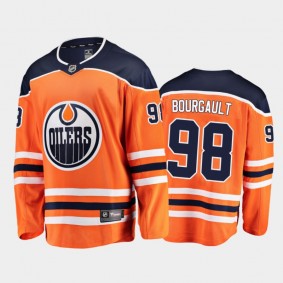 Men Edmonton Oilers Xavier Bourgault #98 Home Orange 2021 NHL Draft Jersey