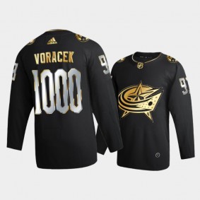 Jakub Voracek Columbus Blue Jackets 1000th Game Milestone Black Golden Edition Jersey