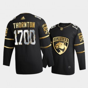 Joe Thornton Florida Panthers 1700th Game Milestone Black Golden Edition Jersey