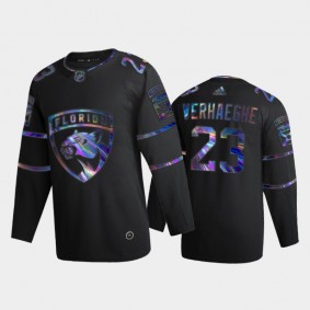 Men's Florida Panthers Carter Verhaeghe #23 Iridescent Holographic Black Authentic Jersey
