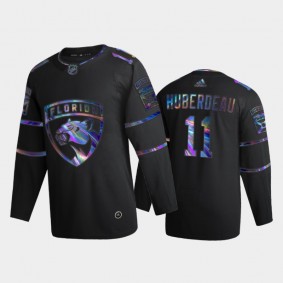 Men's Florida Panthers Jonathan Huberdeau #11 Iridescent Holographic Black Authentic Jersey