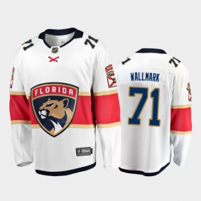 Men's Florida Panthers Lucas Wallmark #71 Away White 2021 Jersey