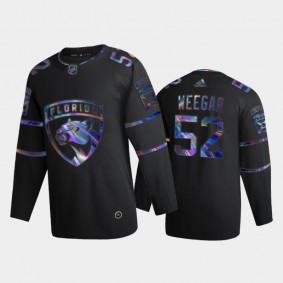 Men's Florida Panthers MacKenzie Weegar #52 Iridescent Holographic Black Authentic Jersey