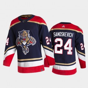 Men Florida Panthers Mackie Samoskevich #24 2021 Reverse Retro Navy 2021 NHL Draft Jersey