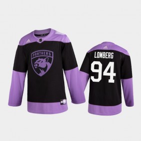 Men's Ryan Lomberg #94 Florida Panthers 2020 Hockey Fights Cancer Black Practice Jersey