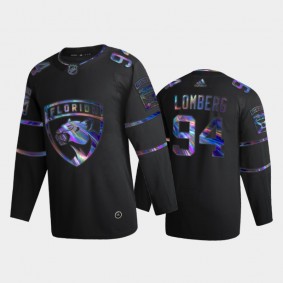 Men's Florida Panthers Ryan Lomberg #94 Iridescent Holographic Black Authentic Jersey