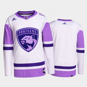 HockeyFightsCancer Jersey Florida Panthers White Purple Primegreen Authentic