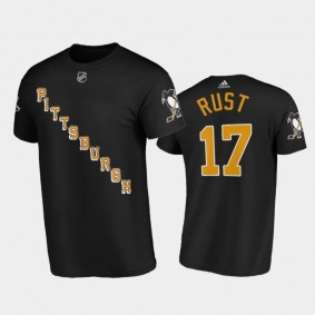 Men Pittsburgh Penguins Bryan Rust #17 Third Black T-Shirt