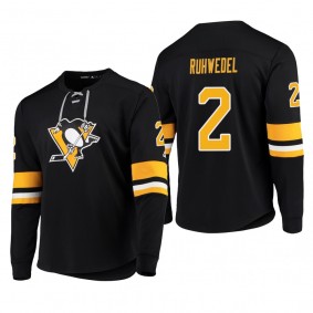 Penguins Chad Ruhwedel #2 Adidas Platinum Long Sleeve 2018-19 Cheap Jersey T-Shirt Black