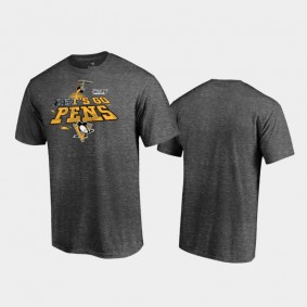 Men's Pittsburgh Penguins 2021 Stanley Cup Playoffs Heads Up Play Charcoal T-Shirt
