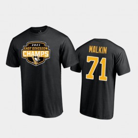 Men's Pittsburgh Penguins Evgeni Malkin #71 2021 East Division Champions Black T-Shirt