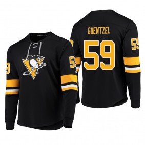 Penguins Jake Guentzel #59 Platinum Long Sleeve 2018-19 Cheap Jersey T-Shirt Black