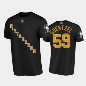 Men Pittsburgh Penguins Jake Guentzel #59 Third Black T-Shirt