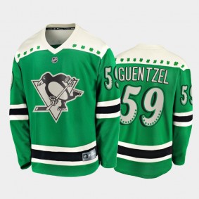 Men's Pittsburgh Penguins Jake Guentzel #59 2021 St. Patrick's Day Green Jersey