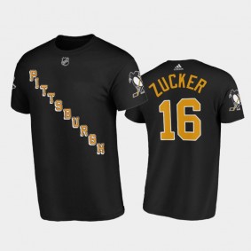 Men Pittsburgh Penguins Jason Zucker #16 Third Black T-Shirt