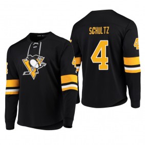 Penguins Justin Schultz #4 Platinum Long Sleeve 2018-19 Cheap Jersey T-Shirt Black