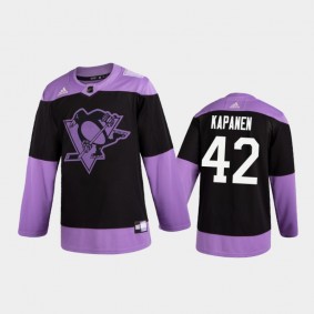Men's Kasperi Kapanen #42 Pittsburgh Penguins 2020 Hockey Fights Cancer Black Practice Jersey