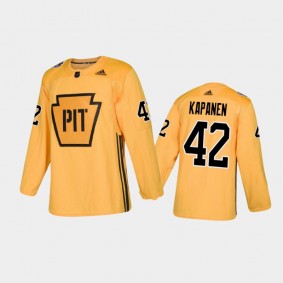Men's Pittsburgh Penguins Kasperi Kapanen #42 Practice Gold Authentic Jersey
