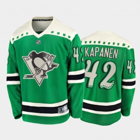 Men's Pittsburgh Penguins Kasperi Kapanen #42 2021 St. Patrick's Day Green Jersey