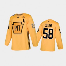 Men's Pittsburgh Penguins Kris Letang #58 Practice Gold Authentic Jersey