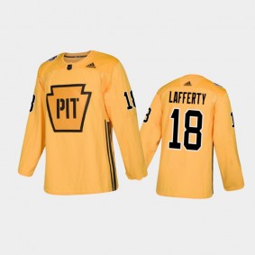 Men's Pittsburgh Penguins Sam Lafferty #18 Practice Gold Authentic Jersey