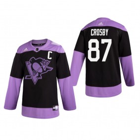 Sidney Crosby #87 Pittsburgh Penguins 2019 Hockey Fights Cancer Black Practice Jersey