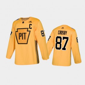 Men's Pittsburgh Penguins Sidney Crosby #87 Practice Gold Authentic Jersey