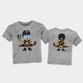 Penguins Sidney Crosby #87 Pixel Player Gray T-Shirt