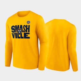 Nashville Predators 2022 Stadium Series Primary Logo Long Sleeve Gold T-Shirt Men