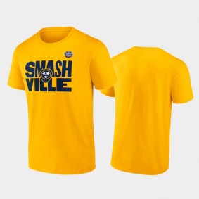 Nashville Predators 2022 Stadium Series Primary Logo Gold T-Shirt Men