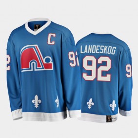 Gabriel Landeskog #92 Quebec Nordiques Heritage Vintage Blue 25th Season Jersey