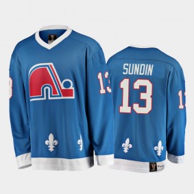 Mats Sundin #13 Quebec Nordiques Heritage Vintage Blue 25th Season Jersey