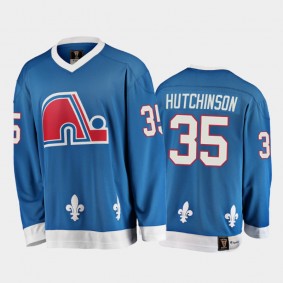 Michael Hutchinson #35 Quebec Nordiques Heritage Vintage Blue 25th Season Jersey