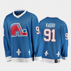 Nazem Kadri #91 Quebec Nordiques Heritage Vintage Blue 25th Season Jersey