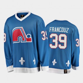 Pavel Francouz #39 Quebec Nordiques Heritage Vintage Blue 25th Season Jersey