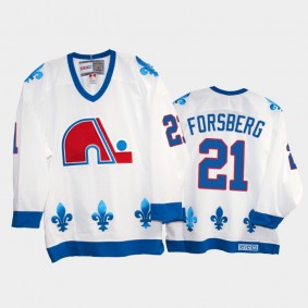 Peter Forsberg #21 Quebec Nordiques Heritage Vintage White Replica Jersey